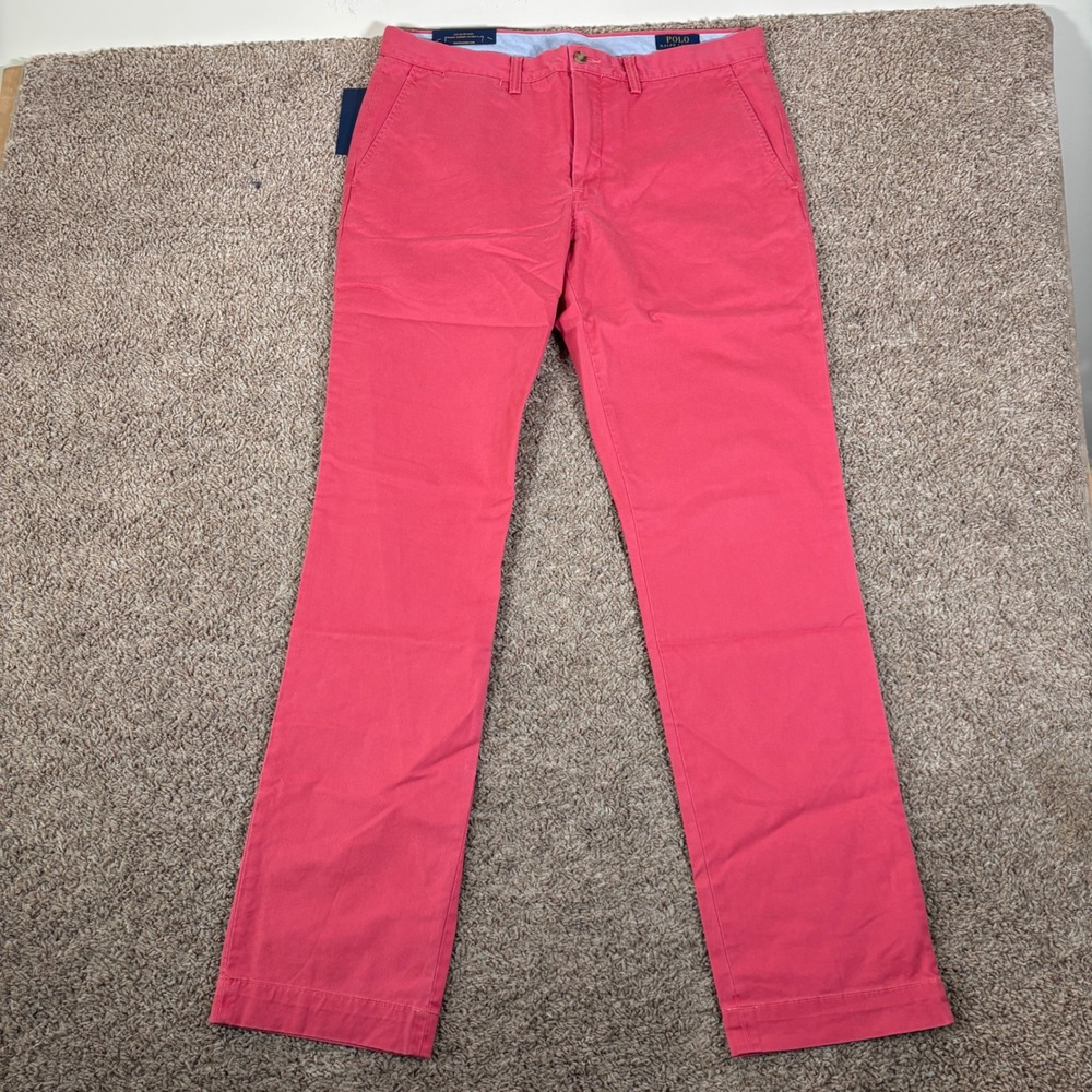 Polo Ralph Lauren Mens Stretch Straight Fit Chino Pants Red 34x34 NEW